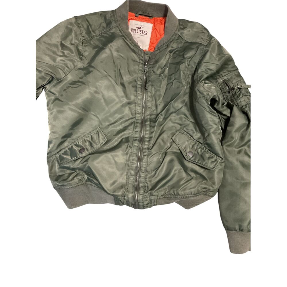 Hollister Green Bomber Jacket Full Zip Size L - Picture 4 of 15